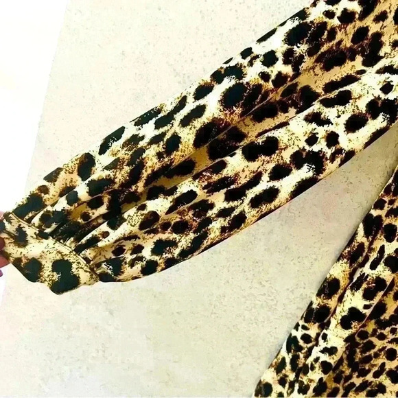 REYNAH COUTURE WOMENS LEOPARD PRINT DATE NIGHT ANIMAL KNEE LONG SLEEVE DRESS - Picture 4 of 8